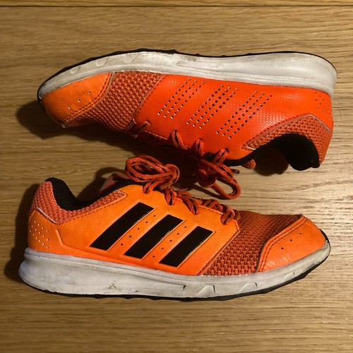 Scarpe da ginnastica Adidas arancioni e nere scarpe da corsa stringate atletiche bambini taglia 13 5