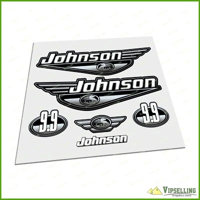 JOHNSON 9.9 HP Motor Boat Sea Horse Power Laminated Restoration Decals Stickers - Image 1 of 2