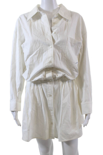 Alexander Wang mini abito donna con bottoni davanti manica 3 4 e colletto bianco taglia 0