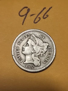 1872 3 Cent Nickel  Lot 9-66 - Picture 1 of 2
