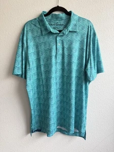 Camisa Polo de Golf Robert Graham XL Calavera Huesos Cruzados Poliéster Spandex Turquesa - Imagen 1 de 7
