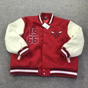 Chicago Bulls Jacket Womens Plus 0X Red Cream NBA Basketball Varsity Ultra Game - Picture 1 of 18