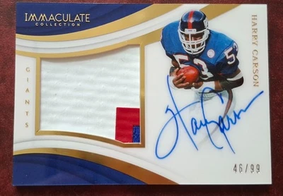 2018 Immaculate Football Harry Carson Patch Auto Autograph 46/99 Giants - Image 1 of 2
