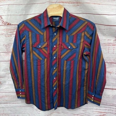 Wrangler Western Shirts Mens Large Striped Long Sleeve Peral Snap Button Cowboy - Image 1 of 4