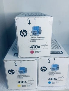 HP C/Y/M Cartridges CF411A CF412A CF413A LaserJet - New Sealed 410A 2021 - Photo 1/2