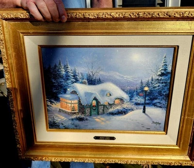 Thomas Kinkade Silent Night 20x24 S/N  345/980  Oil on Canvas - Image 1 of 4