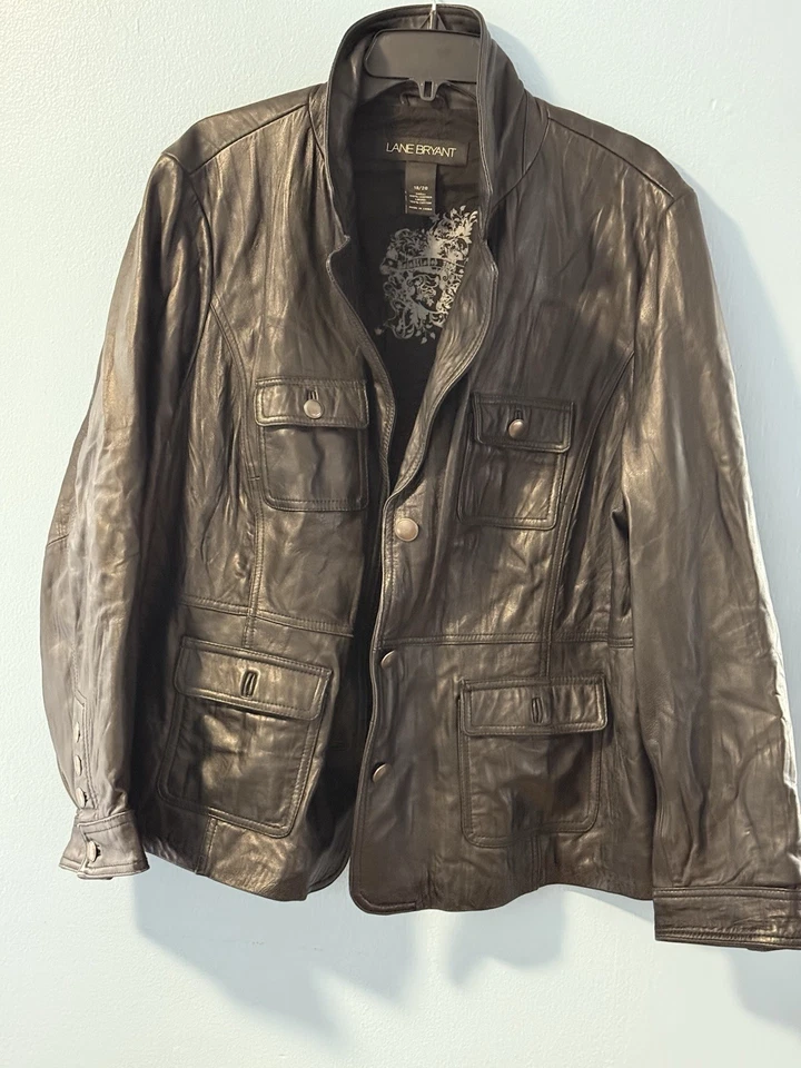 Chaqueta de cuero suave negra LANE BRYANT 18/20, buen estado Foto 1 de 4