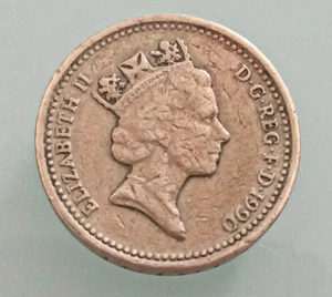 1990 Great Britain One Pound Coin Used - Picture 1 of 2