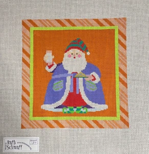 Ruth Schmuff, Santa , Milk and Cookies, Hand Painted Needlepoint Canvas - Picture 1 of 1