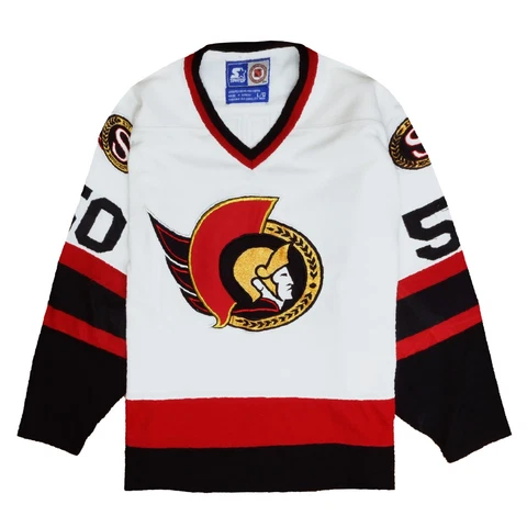 Vintage Ottawa Senators Starter Hockey Jersey Size Large White 90s NHL Cover