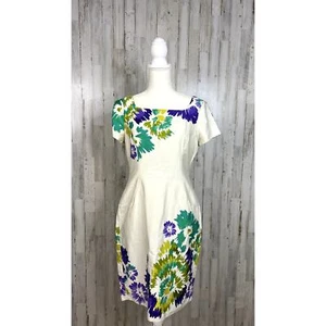 Jones New York Damen Größe 8 Quadratischer Ausschnitt Blumenmuster Etui Knielanges Kleid - Bild 1 von 5