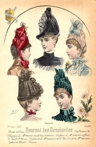 150.  Fashion engraving colors " Journal des Demoiselles " Paris 1887 - Picture 1 of 1