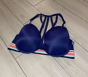 Pink Victorias Secret Wear Everywhere Push-Up Bra Front Close UW Womens 34D Blue - Picture 1 of 6