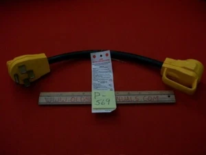 CAMCO #55175 RV/TT POWER GRIP CORD ADAPTER 50A MALE 2 30A FEMALE W/ SAFE HANDLES - Picture 1 of 4