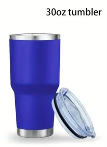 NEW BLUE 30oz INSULATED STAINLESS STEEL TRAVEL TUMBLER W/ LID - NO STRAW - Picture 1 of 5