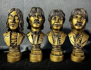 THE BEATLES 4 GOLDEN BUST Resin SCULPTURES LENNON McCARTNEY RINGO HARRISON LP cd - Picture 1 of 24