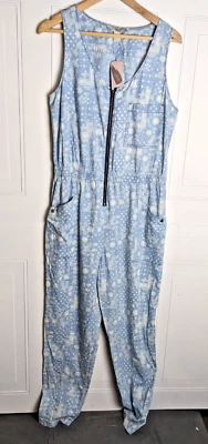 Forever 21 Mono Pantalones Mujer Azul Paisley Sin Mangas Cremallera Completa Bolsillos M Nuevo con Etiquetas Foto 1 de 4