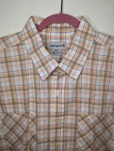 Carhartt Mens Multi Color Button Down Short Sleeve Shirt Size 2XL 100% Cotton - Picture 1 of 9