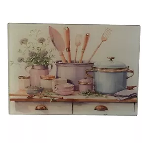 8x11 Hartglas Schneidebrett ~ Küche ~ Kanister ~ Utensilien ~ Holzlöffel ~ Geschenk - Bild 1 von 1