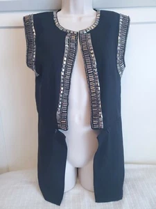 English Rose Black Rhinestone Embellished Vest, Women's Medium NWOT - Picture 1 of 10