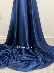 3 X Meter Navy Blue Crepe Back Satin Fabric Bridal Prom Evening Dress Fabric 58” - Picture 1 of 5
