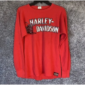 Vintage Harley Davidson Thermal Shirt Mens XL J.E. Morgans Long Johns 80's Red - Picture 1 of 15