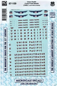 HO Scale Microscale 87-109 Union Pacific Passenger Diesel E & F Unit Decal Set - Bild 1 von 4