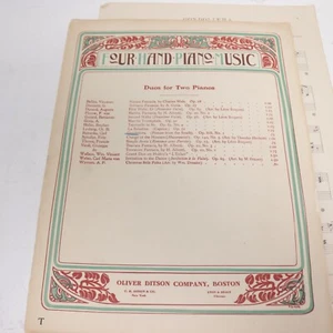 Carl Reinecke Gondolier for 2 Pianos Scores 4 Hands Sheet Music Oliver Ditson - Picture 1 of 8