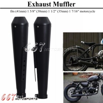 For Harley Cafe Racer 18" Exhaust Muffler Pipe Reverse Cone Tail Exhaust System - Image 1 of 4
