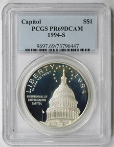 1994-S Capitol Bicentennial Modern Silver Commemorative $1 PR 69 DCAM PCGS - Picture 1 of 4