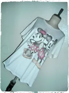 Camiseta Disney's Forever 21 Mickey & Minnie Mouse Descolorida Estilo Vintage Marfil 2X - Imagen 1 de 7