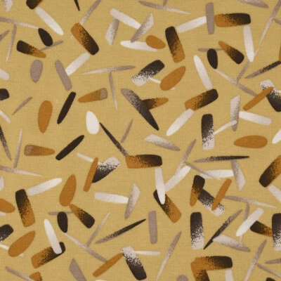 Baumwolljersey Jersey Striche Pinselstriche gelb weiß braun 1,45m - Bild 1 von 4