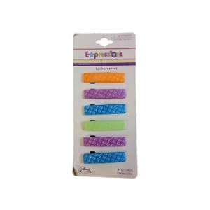 Almar Expressions 6pc Barrettes Peace Signs Blue Orange Purple Green  - Picture 1 of 2