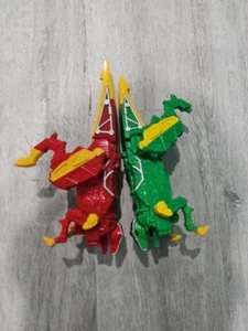 Power Rangers Dino Charge Green And Red Raptor Zord Both Missing 1 Leg - Picture 1 of 4