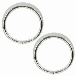 Chrome Headlight Rings, Vw Bug bus slopeback, Squareback VW headlight rings Pair - Picture 1 of 5