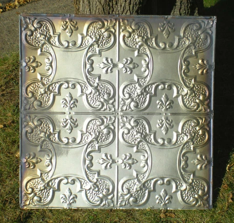 24" x 24" Iridescent Antique Victorian Nouveau Ceiling Tin Tile Shabby Chic Cover