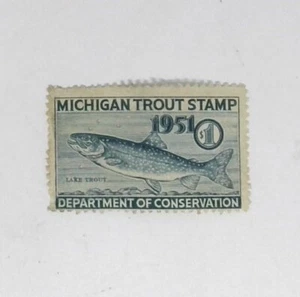 1951 Michigan DNR Trout Fishing License Conservation Stamp - Picture 1 of 1