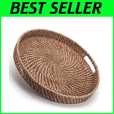 Handwoven Rattan Serving Tray 16.9" - Honey Brown - Image 1 of 4
