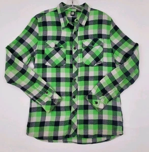 Rusty Mens Light Flannel Shirt Long Sleeve Size S Green Black Plaid - Picture 1 of 8