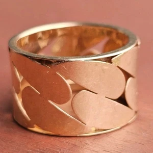 14K Italien breiter Zigarren Bandring 12mm Cutout Modernist von Goldschlüssel Größe 6,75 - Bild 1 von 14