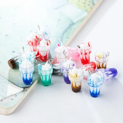 10Pcs 3D Ice Cream Resin Charms Drink Cup Pendant for Jewelry DIY Earrings Neckl - image 1 of 4