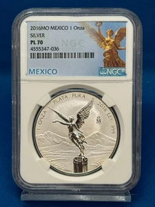 2016-Mo Mexico 1oz Silver Libertad Reverse Proof NGC PL70 – Perfect Coin - Picture 1 of 4