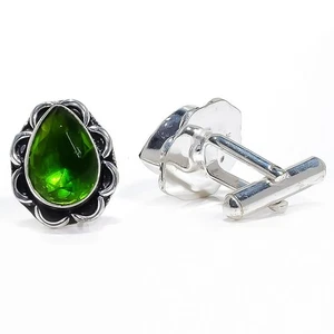 Burmese Peridot Antique Design Cufflink Men's 303 W399 T29727 S1911 - Picture 1 of 5