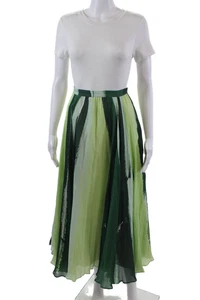 Maxi falda verde con cremallera lateral plisada de seda forrada de Elle Sasson para mujer talla 38 - Imagen 1 de 6