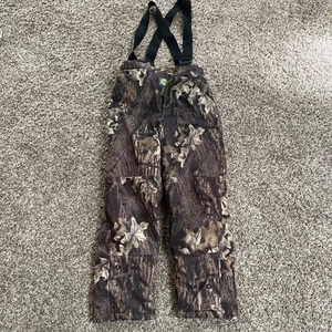 Cabelas Pants Youth Medium Camouflage Suspenders Insulated Mossy Oak Break Up - Picture 1 of 3