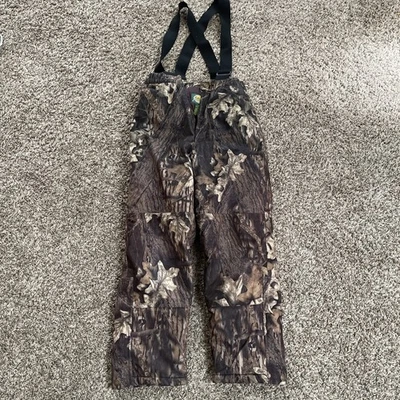 Cabelas Pants Youth Medium Camouflage Suspenders Insulated Mossy Oak Break Up - Image 1 of 3