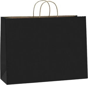 BagDream 25-Pack 16x6x12" Kraft Paper Gift Bags with Handles Large Black - Picture 1 of 4