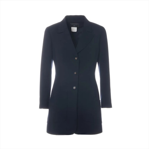 Chanel Coco Button 97P Giacca di Lana 38 Donna Blu Navy P07620V05526