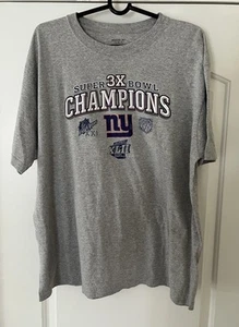 NY GIANTS TSHIRT | SZ X-LARGE XL SUPERBOWL CHAMPION 2008 TEE GRAY 3X CHAMPS - Picture 1 of 5
