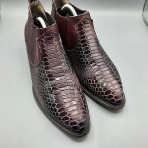 Freebird Opal Booties Womens 10 Oxblood Leather Iced Burgundy Snake Western - Picture 1 of 13